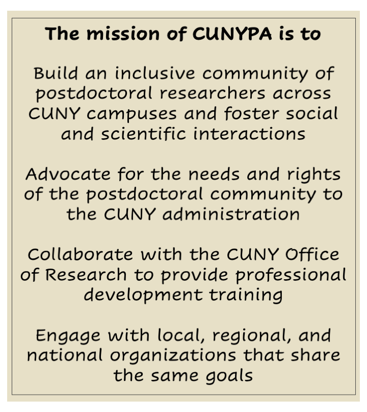 CUNYPostdocs's tweet image. We are beyond thrilled to announce our newly formed @CUNY Postdoctoral Association (#CUNYPA), just in time to kickstart the National Postdoc Appreciation Week!
We cannot wait to introduce our founding members and the wonderful CUNY postdoc community.
#NPAW2020 #Postdocs