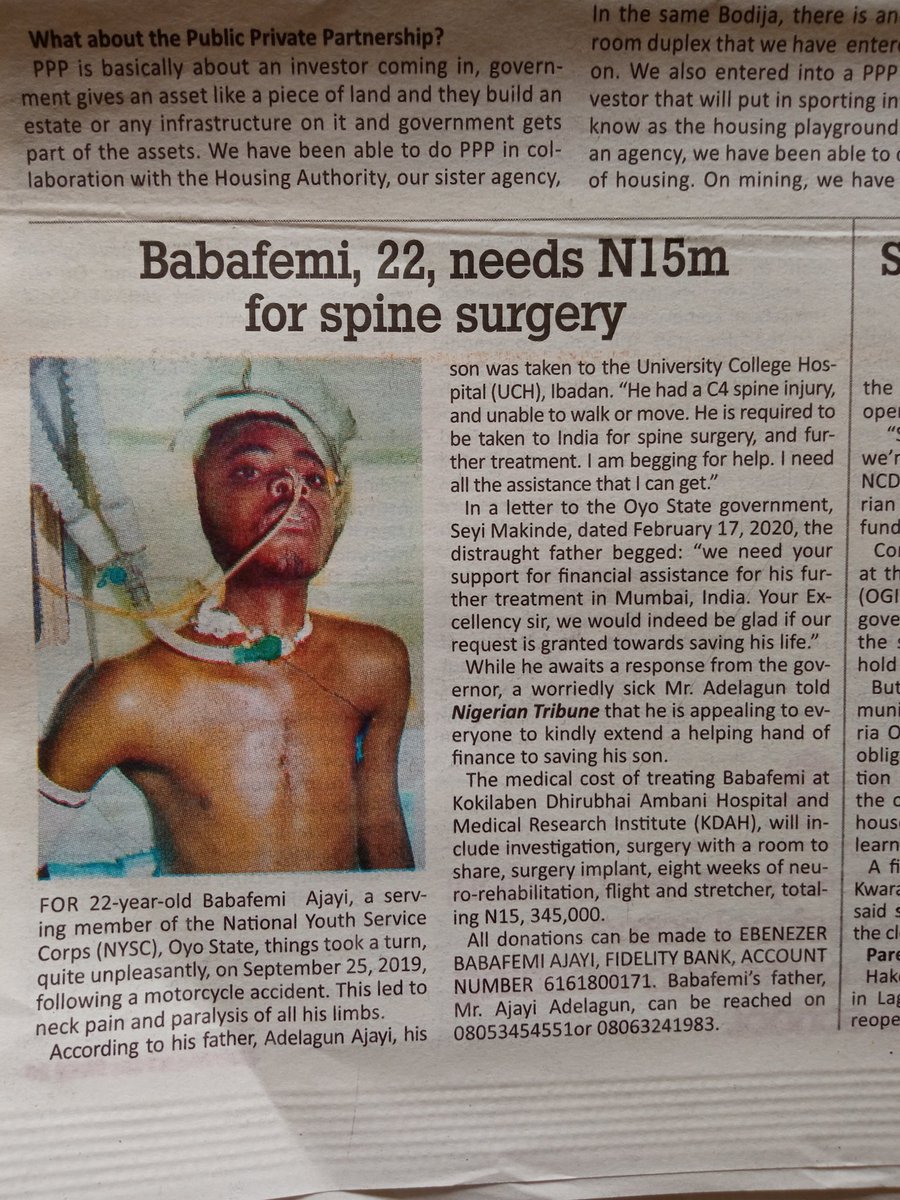KingLukhenzy's tweet photo. Every little amount counts, your individual assistance is required to save the life of Babafemi who is required to undergo a Spine Surgery that would cost 12 million naira. Please support. 

@davido @seyimakinde  @cuppymusic @DONJAZZY @realFemiOtedola @atiku 
#HelpSaveFemi https://t.co/QiQ9y8fU6F