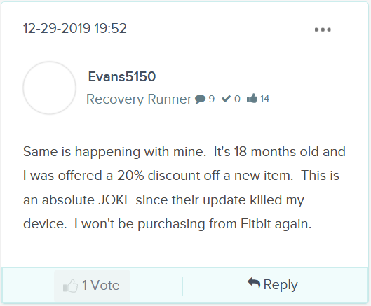  #fitbit offered me a discount towards a new device.they did the same and this person had enough!