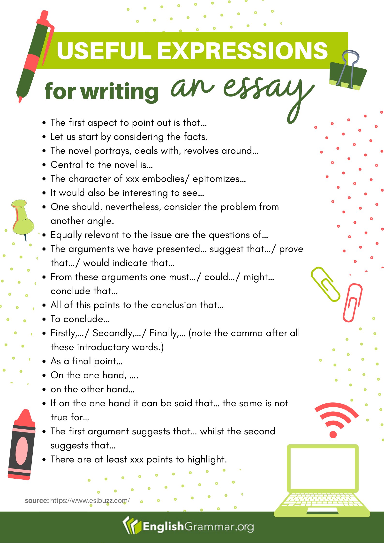 words to use in english essays