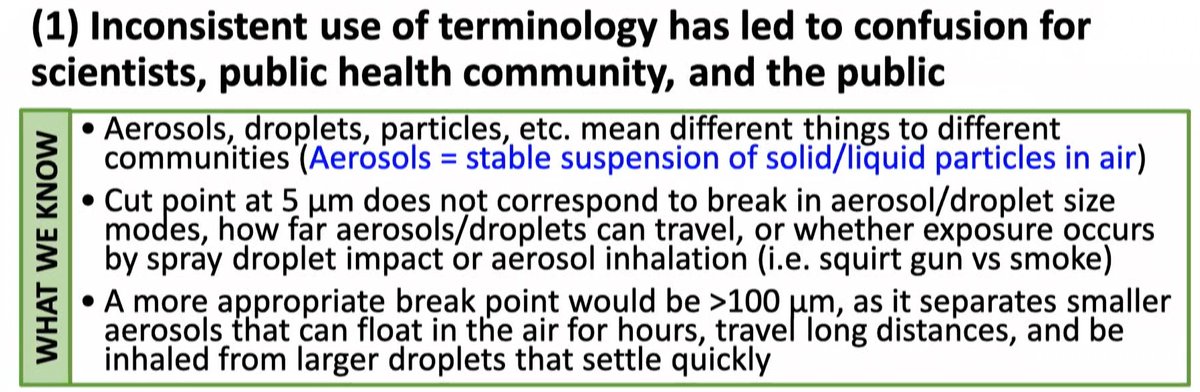 33/ The  @NASEM workshop also concluded that 100 um is the correct aerosol-droplet boundary, and that 5 um is incorrect