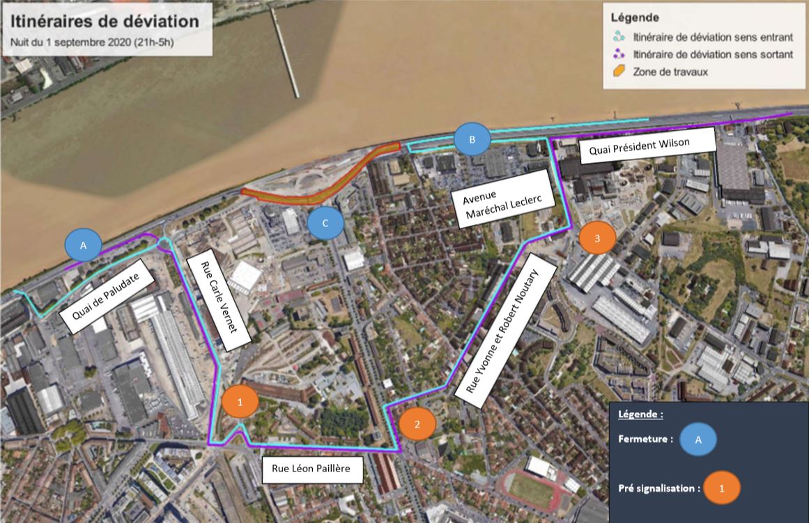 CirculationBxM's tweet image. ⚠️🌉 [INFO TRAVAUX]
📍 PONT SIMONE VEIL
📆 NUIT DU LUNDI 21 SEPTEMBRE 2020 - 21H/5H

👉Reprise chantier #PontSimoneVeil

⛔ #Sens #sortant  = #Circulation #interdite #BdFrèresMoga 
⛔ #Sens #entrant = #Fermeture #accès #A631 - #Ech21

🌐➡️ ow.ly/ww4d50BtLOg
📷JB Menges