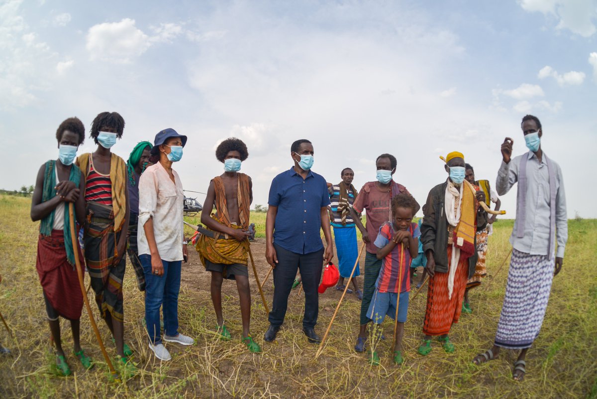 FAOEthiopia's tweet photo. #Ethiopia's Minister of Agric, H.E @ObaOumer & State Minister, Mandefro Nigussie with the @FAO Representative @SeidFatouma undertook a joint mission to Afar region, to assess #DesertLocust operations. Afar is now the epicenter of the invasion.
More ๐ -https://t.co/hzcj0lU4FH https://t.co/hXF3idC2fM