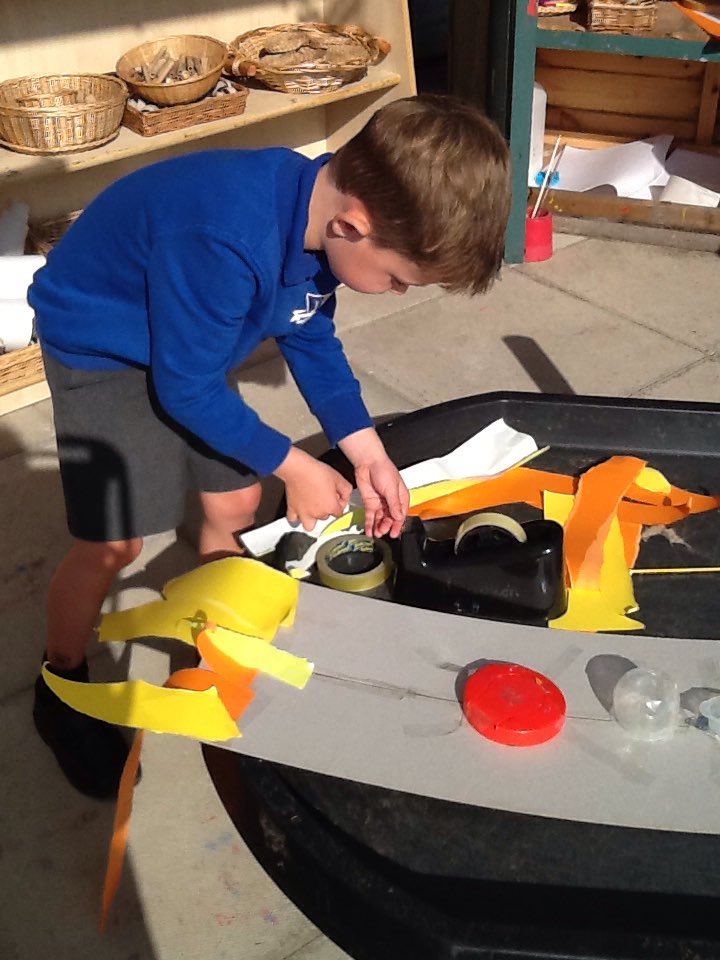 JCAWakefield's tweet image. Our new text Whatever Next? Has inspired the children to create rockets. Lots of imagination and problem solving needed to create a rocket with flames. #EYFS #creativity #whatevernext #jillmurphy