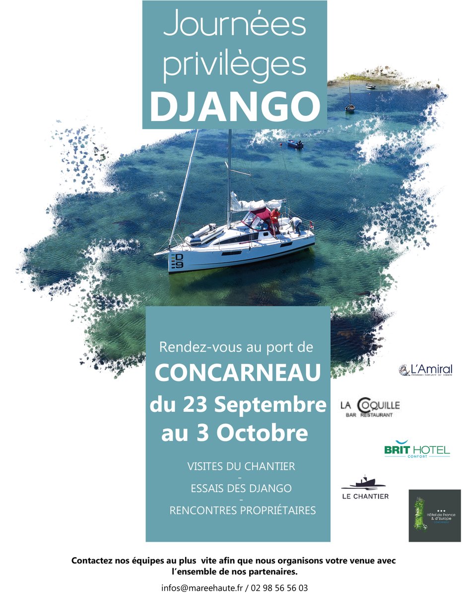 [ EVENEMENT ] - Venez profiter de nos Journées Privilèges DJANGO - essais en mer et visites de chantier sur rendez vous. infos@mareehaute.fr - 02 98 56 56 03 #nautisme #voilier #concarneau #django