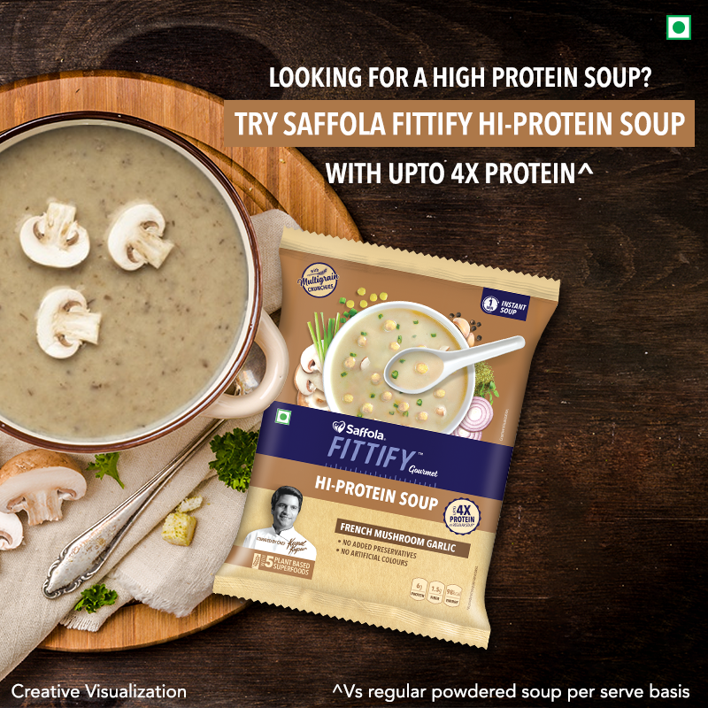 SaffolaFittify's tweet photo. Instead of munching on some fried snacks in between meals have something nutritious and delicious. Try easy-to-make Saffola Fittify Hi-Protein Soup with upto 4X protein compared to regular powdered soup.
Buy your pack 👉 https://t.co/B58RN1mkcw
#SaffolaFittify #HiProtein #soup https://t.co/xqcrvvHpvm