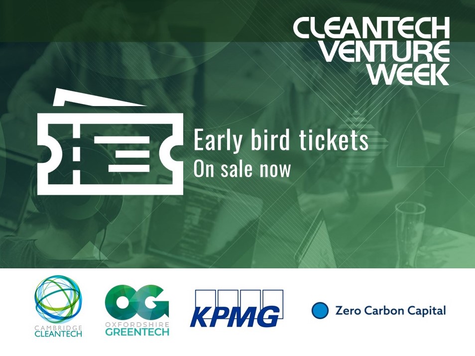 CamCleantech's tweet photo. Tickets are now available for Cleantech Venture Week!
Join us if you are interested in: #FutureMobility #EnergyTransition #SmartCities & #BuildingTech #Circular Economy #CarbonReduction & #WaterResource #cleantechweek @Ox_Greentech
https://t.co/rllskVSn0P https://t.co/Ep8XtSdDs6