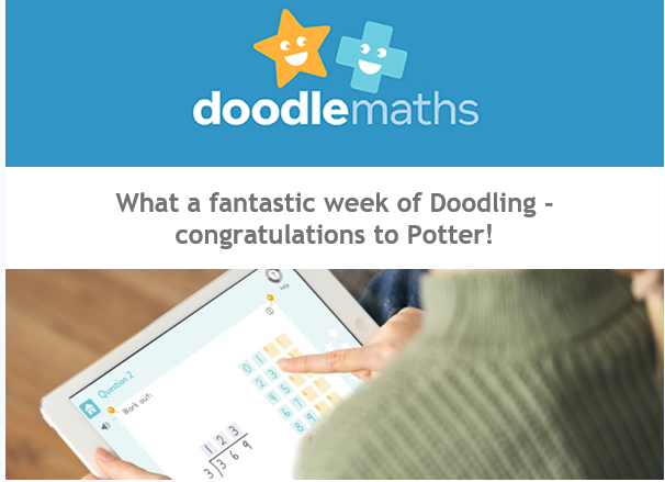 Each week we will celebrate the top users of our online homework platform- Doodle! This week Potter class are the winners! Well done Potter!