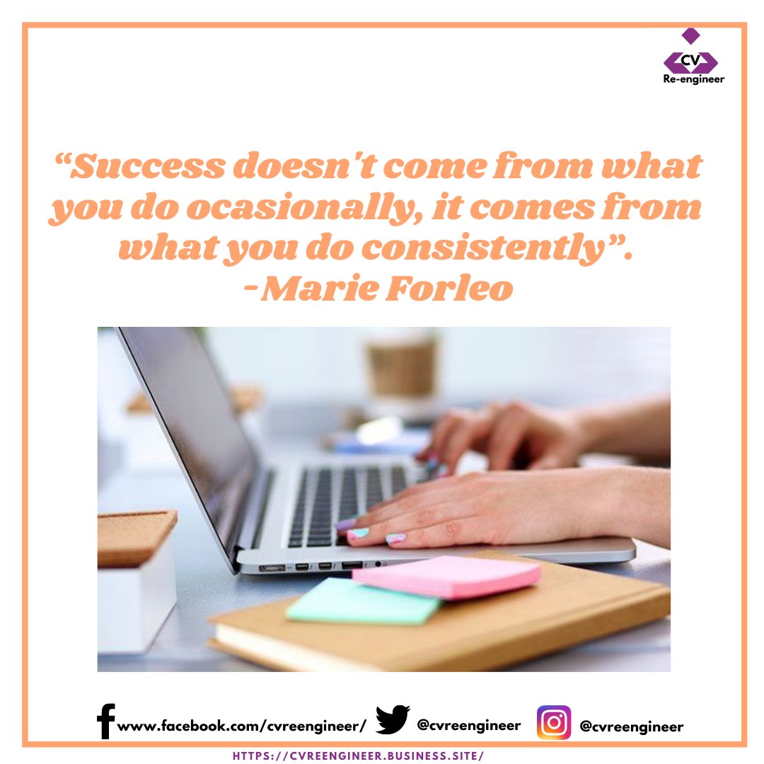 cvreengineer's tweet photo. Monday Motivation-
“Success doesn’t come from what you do occasionally, it comes from what you do consistently” - Marie Forleo
Have a great week ahead 💕
.
.
.
.
#mondayvibes #gogetters #CVreengineer #wewrite #wereview #werevamp #jobsinnigeria #resumewriter #newjobinnigeria https://t.co/PiHn3WEIpG
