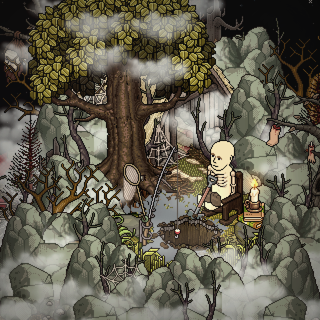 Habbo's tweet photo. List everything you find creepy about this image.

We'll start: there's severed feet hanging in the trees.

#Habbo 😳 https://t.co/ogfni9S27J