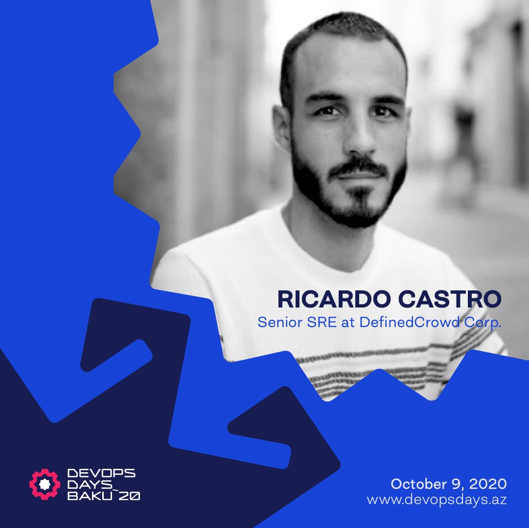 sup_vc's tweet image. We are proud to share with you the next speaker of Devopsdays Baku 2020 conference🥳!
Ricardo Castro - Senior SRE at DefinedCrowd Corp🔥.
📮 Registration: : bit.ly/3k20NOx
#devopsdays #devopsdaysbaku #onlinedevops #DevOps #devopsculture #devopsengineer