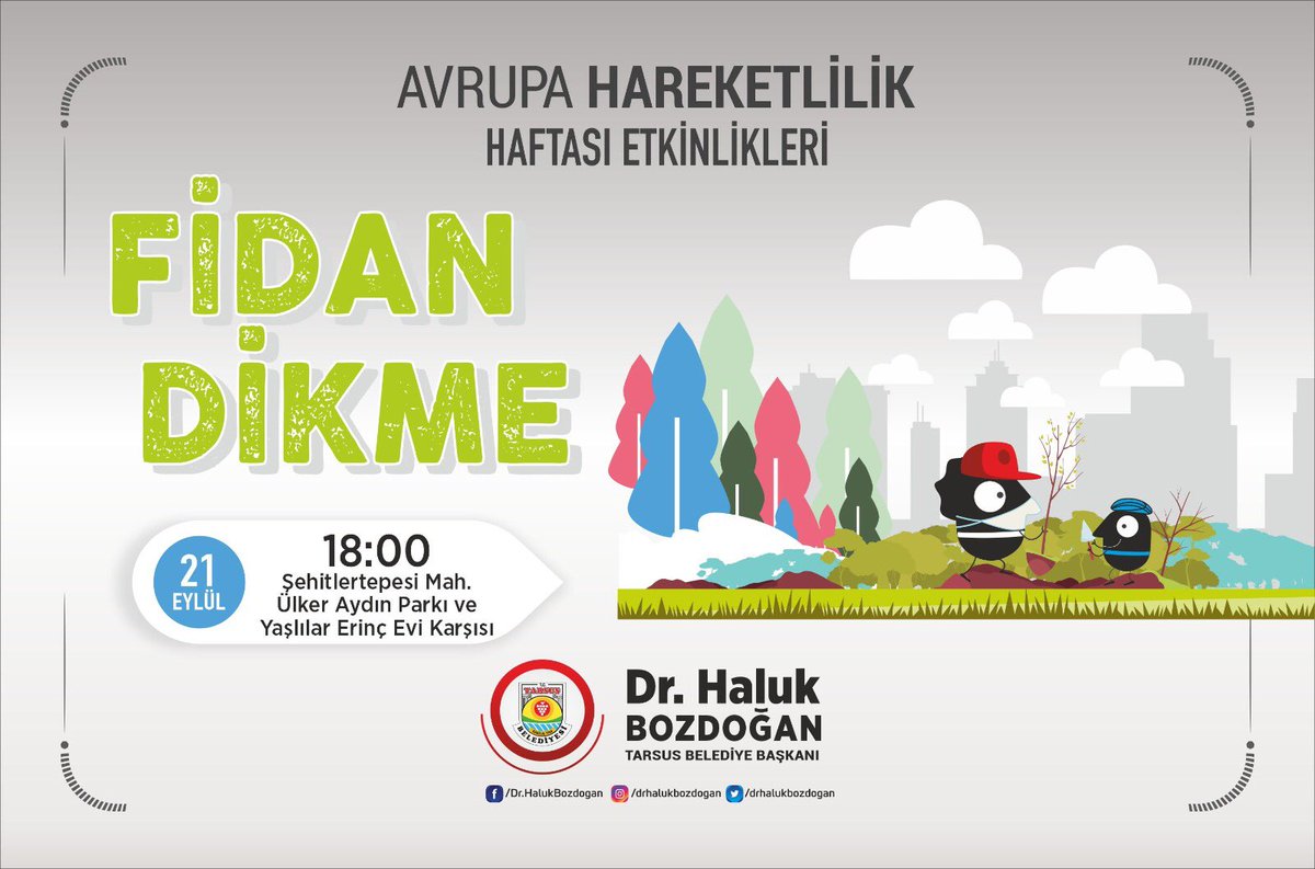 tarsusbeltr's tweet photo. AVRUPA HAREKETLİLİK HAFTASI ETKİNLİKLERİ
🟢Fidan Dikme
📌 Şehitler Tepesi Mah.
🕒 18.00
🗓 21 Eylül Pazartesi (Bugün)
#AvrupaHareketlilikHaftası
#hareketlilikhaftası
#mobiltyweek
#mobiltyweektr
#tarsus https://t.co/JAs0gfK7ii