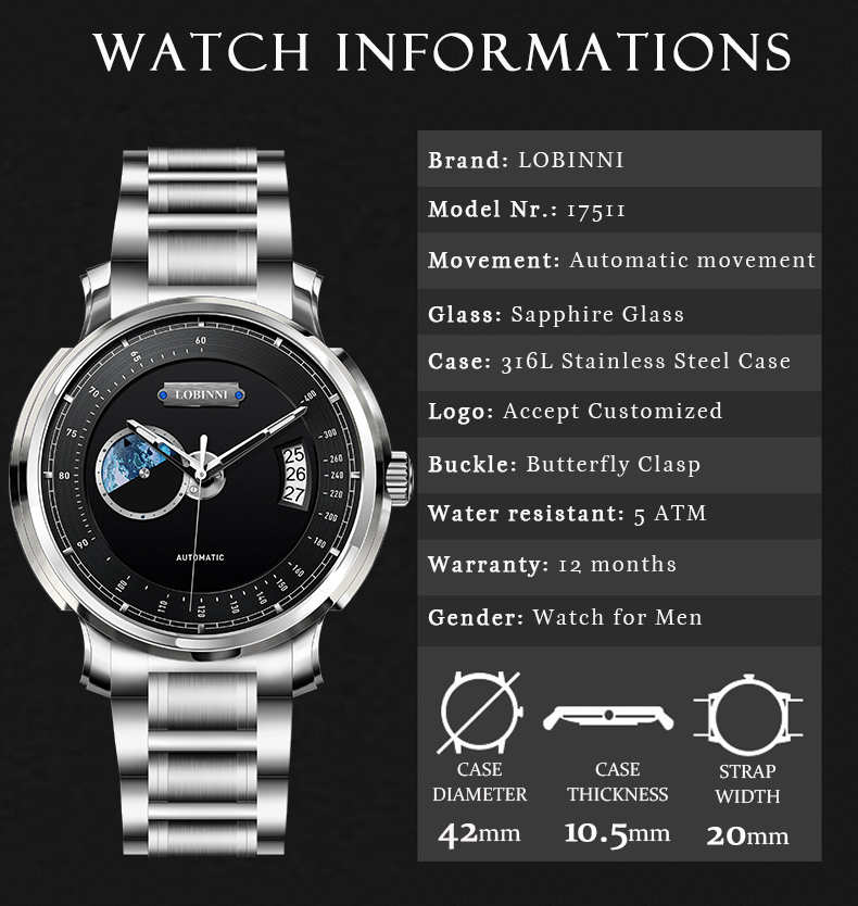 LOBINNI's tweet photo. Hot Products-TOP 8
LOBINNI 17511 Unique Blue Dial Automatic Watch For Men

Brand: @LOBINNI 
Gender: Men
Model Number: 17511
Movement: Automatic Mechanical Movement
Waterproof: 5 ATM
Price(per one): $108

#DailyWatchWithLobinni
#LOBINNI_WATCH
#luxurystyle 
#Accessories https://t.co/5DtZ0myy0v