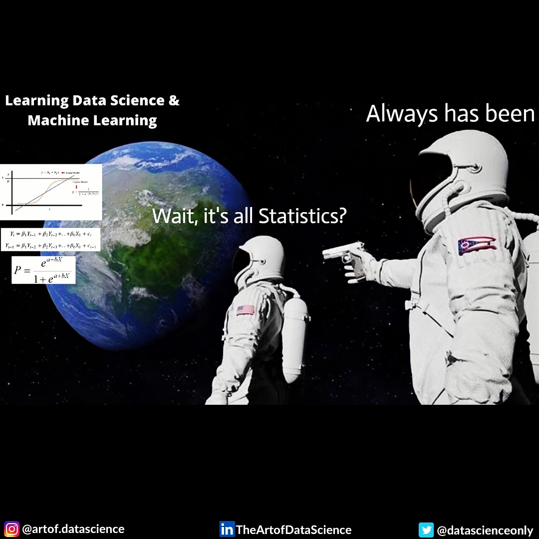 DataScienceOnly's tweet photo. Tag your #DataScience friends!
.
#MachineLearning #Analytics #ML #AI #Python #coding #statisticsmeme #followme #artificialintelligence #datascientist #career #follow #mondayblues #machinelearningmemes #jokes #datasciencememes #datamemes #fun #mlmeme #codingmemes #dailymemes https://t.co/UeQpIZRIxD