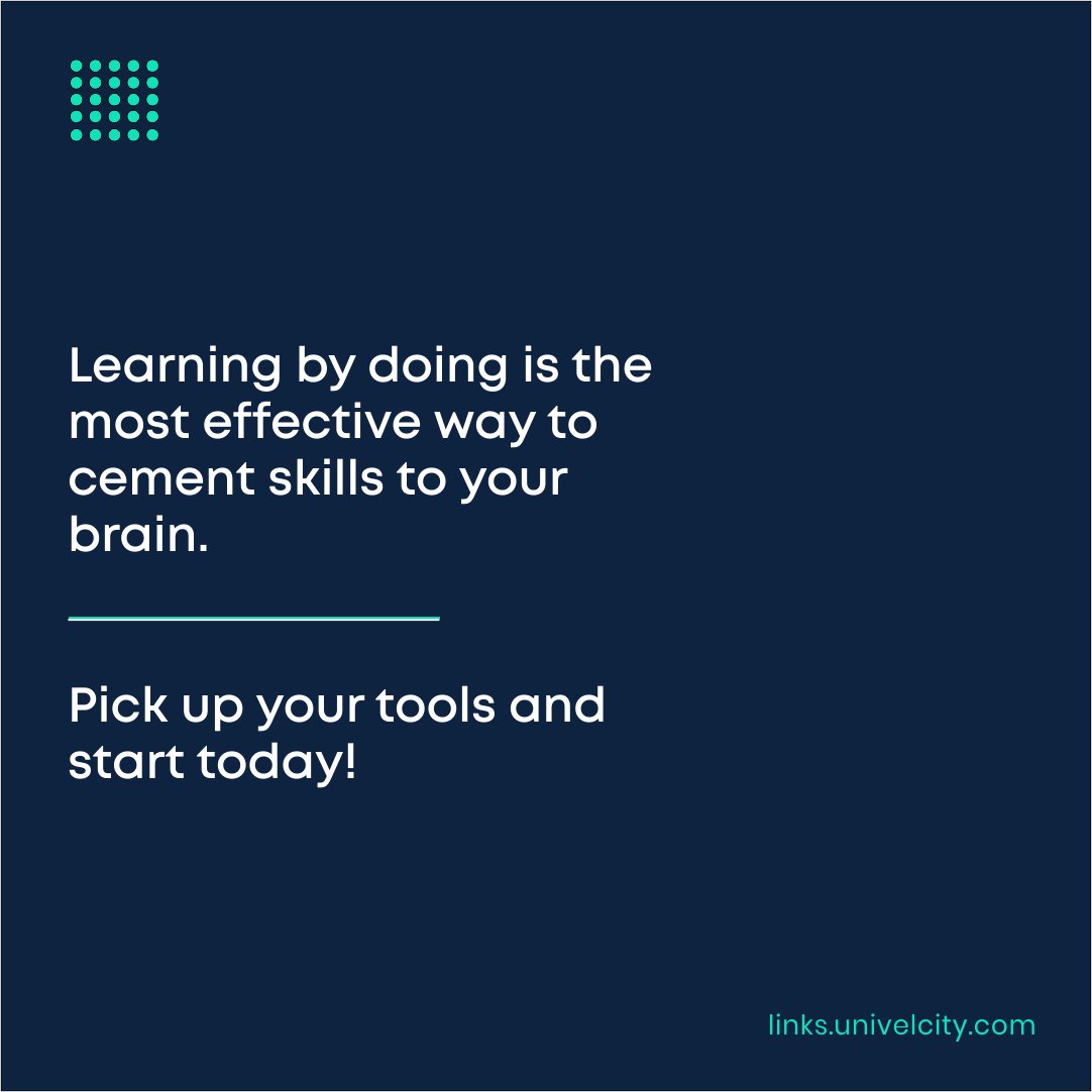 univelcity's tweet image. The most effective way to learn is by &apos;learning and doing&apos; cement your position today by learning and doing.

#univelcity 
#learn2020 
#learningbydoing