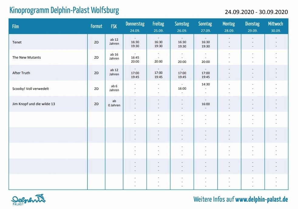 Und hier für euch das Programm für diese Woche
Sonntag zeigen wir für euch in der Vorpremiere "Jim Knopf und die wilde 13"