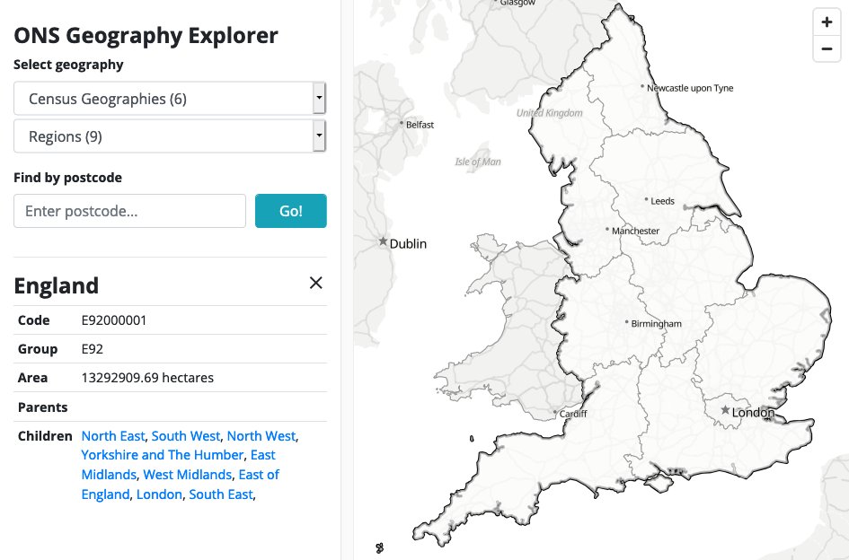 7/ Going back to the geography explorer, when we zoom out further, we start to see more recognisable higher level geographies, like local authority districts, regions and, finally, countries  https://bothness.github.io/geo-explorer/ 