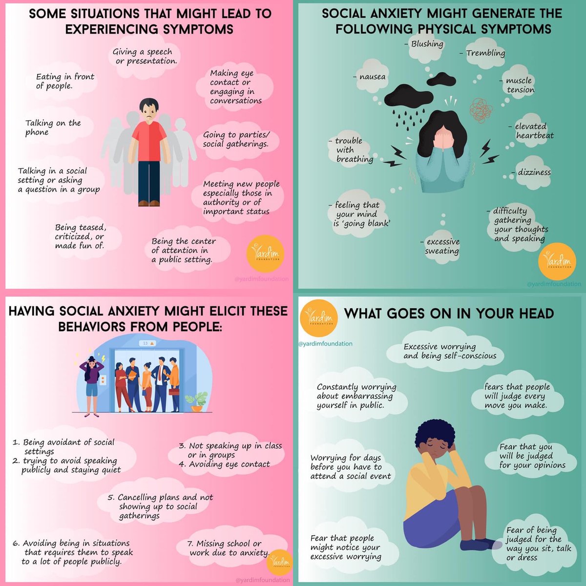 yardimnpo's tweet photo. TW: Today we are talking about #SocialAnxietyDisorder.

It is a form of anxiety disorder where people deal with an extreme fear of social settings that might be considered normal by others such as meeting new people, giving a presentation or talking to someone face to face. https://t.co/FSGjtCpJ6F