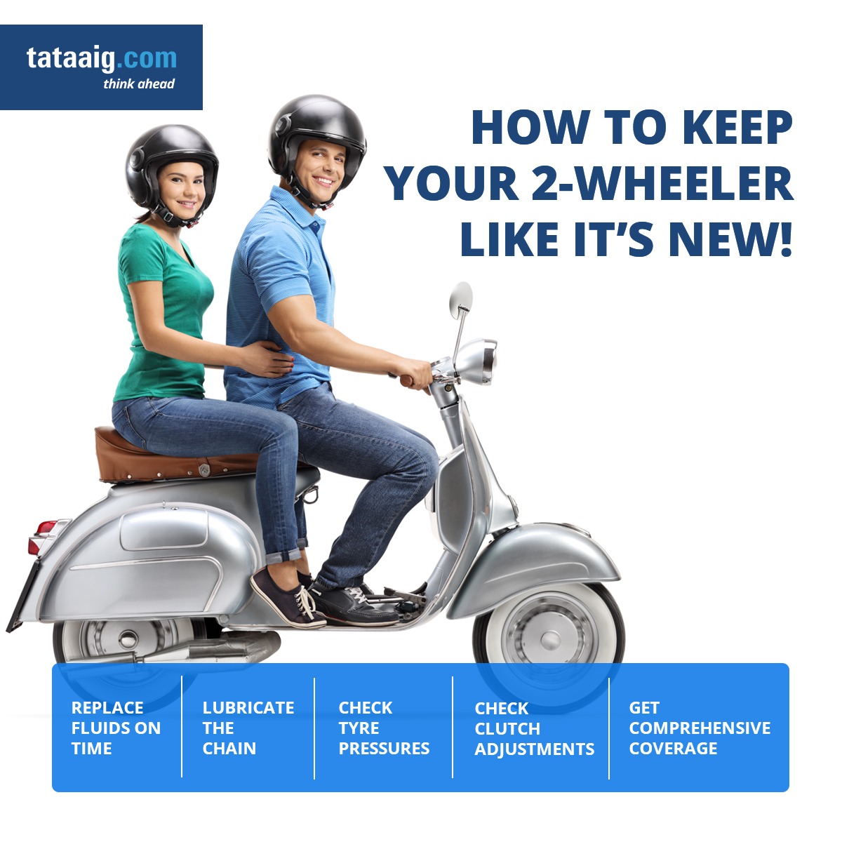 TATAAIGIndia's tweet image. The health of your 2-wheeler is as important as your loved one’s health; it a long road of togetherness! Here are quick tips to take of your beloved bike. Know more: bit.ly/3mdyuOO

#TataAIG #ThinkAhead #2WheelerInsurance #MotorInsurance #BikeInsurance