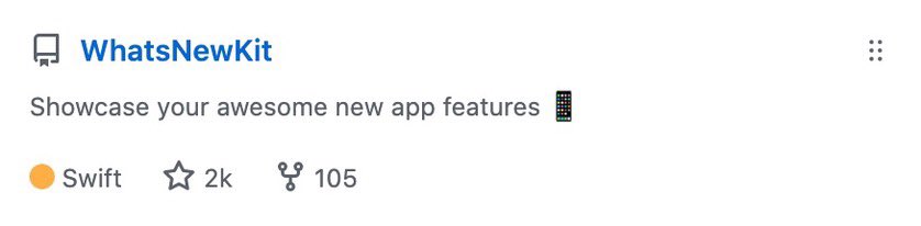 WhatsNewKit passed the 2000 #GitHub star mark 😱
github.com/SvenTiigi/What…