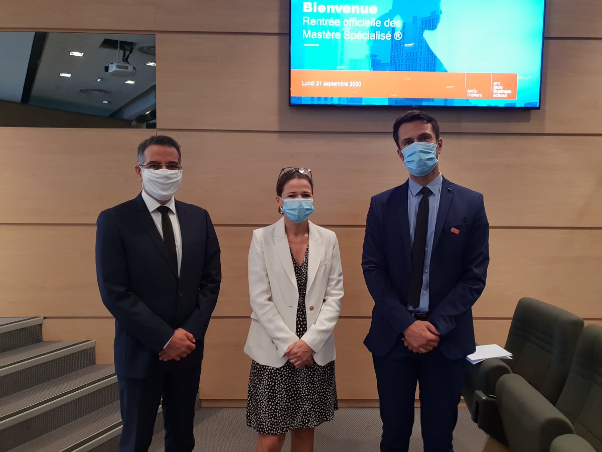 EMLYON's tweet photo. Bienvenue aux 355 nouveaux étudiants de nos 6 programmes Mastère Spécialisé® accueillis à distance par @IsabelleHuault, Présidente du Directoire &amp; Directrice Générale, et @oliviercat, Directeur des Programmes MS® et MSc in.
#earlymakers #rentrée2020 #backtoschool #backtoemlyon https://t.co/sPkJb1dQMw