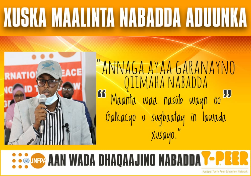 "We know the value of #peace, #Galkayo is lucky enough that her people is celebrating #worldpeaceday  under one roof". Mr. Sayn, Mayor of Galkayo North