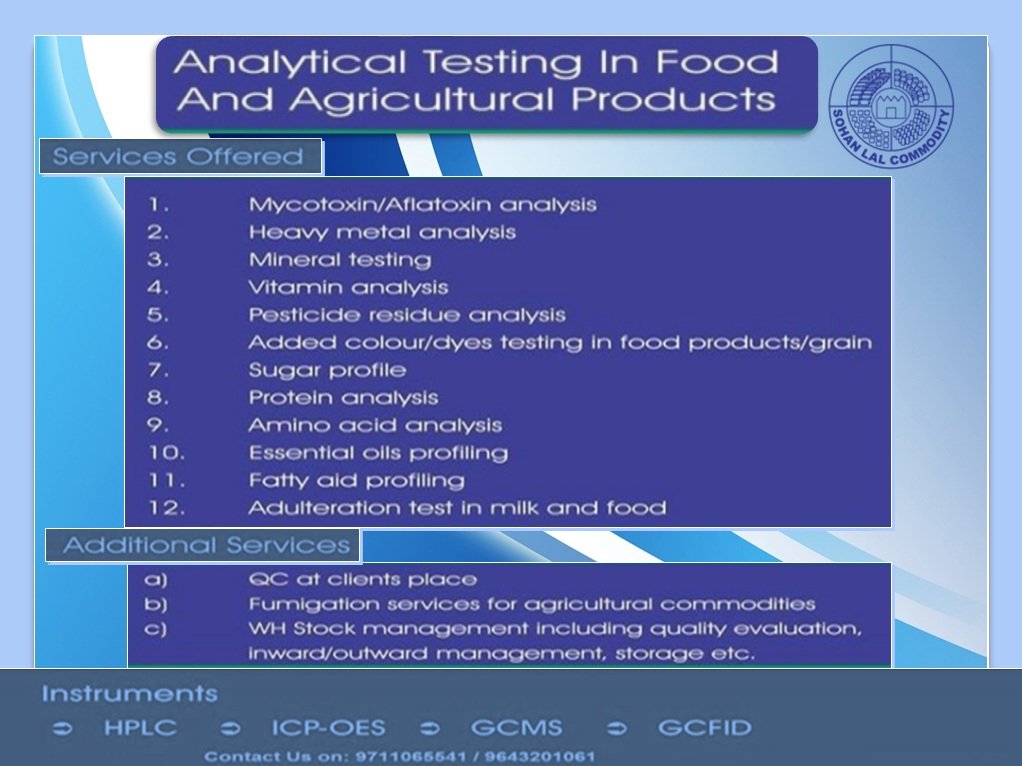 SLCM_Group's tweet photo. SLCM provides Analytical Testing in Food & Agricultural Products. #slcmgroup #analyticaltesting #foodmanufacturing #fmg #foodtesting #NABLtesting #chemicaltesting https://t.co/1o6xtXmLYA