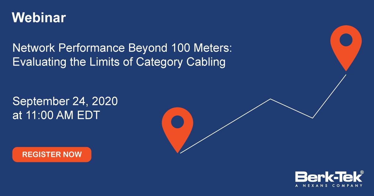 BERKTEKcable's tweet photo. Join us this Thursday at 11 a.m. EDT for a webinar on Network Performance Beyond 100 Meters. Learn about important considerations for evaluating extended distance cables &amp; recommended solutions to maximize performance in an extended network. Register Now: https://t.co/fGY8wBaEAv https://t.co/tZBz58Wvlc