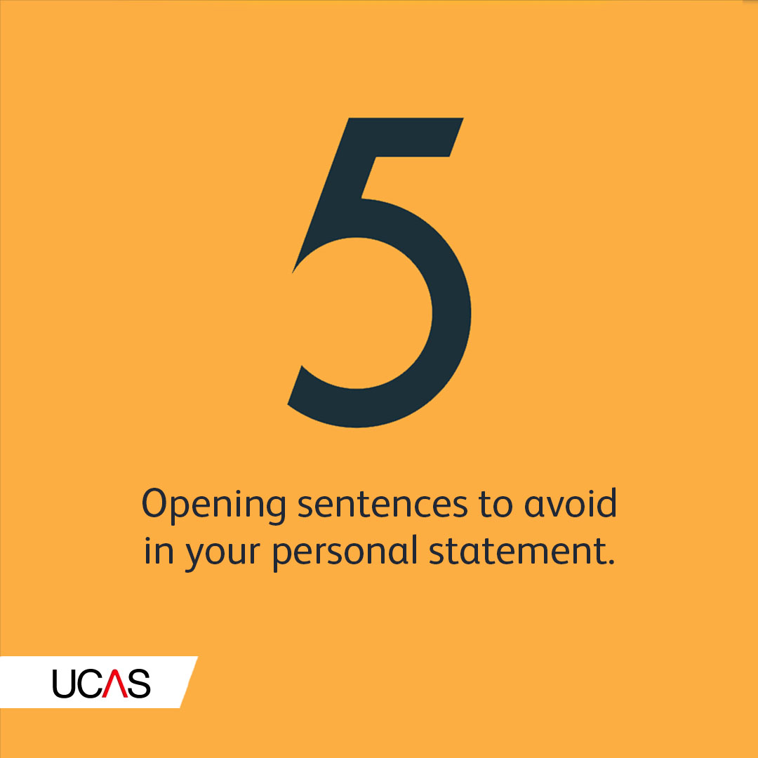 ucas_online's tweet photo. Personal statements are all about standing out. To help, we've created a list of the most common opening lines in personal statements that you should try to avoid... https://t.co/6Pd5ZrVoiG https://t.co/o3qdaq5JCq