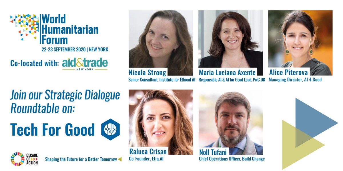 Join us for @WHForumLondon immersive discussion on #TechforGood on Wed, 23.09 8pm UK/3pm EST.
Nicola Strong <a href="/ImpactAlice/">Alice Piterova</a> <a href="/ralucaETIQ/">Raluca Crisan</a> @ntufani will be discussing the latest developments and advancements in tech for humanitarian and social space.
✅Register  bit.ly/33co35m