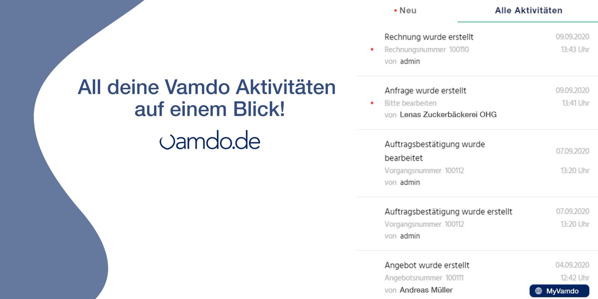 vamdode's tweet photo. Was hab ich gerade nochmal geändert? Ein Blick auf deine Aktivitäten reicht und du weißt Bescheid. Egal ob du ein Angebot erstellst oder ein Produkt veränderst: Das Aktivitäten Protokoll zeigt dir immer was du wann gemacht hast. #app #bochum #protokoll #angebote #b2b #rechnungen https://t.co/BcVMWig2nT