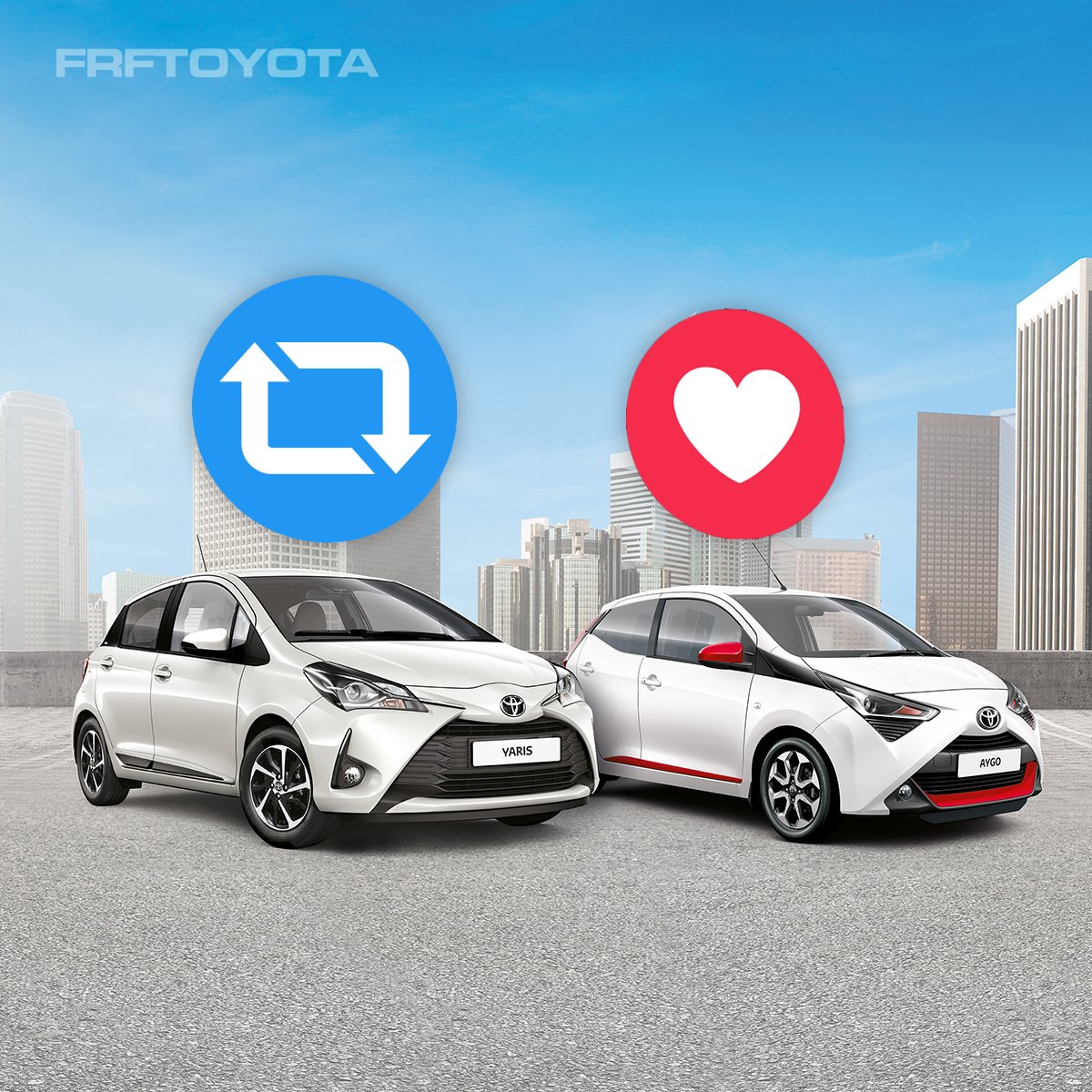 FRF_Toyota's tweet photo. Even though we love both equally ♥️

Do you prefer the AYGO or YARIS? 🤔 React your thoughts below! 

#FRF | https://t.co/pgxmvJ19mP https://t.co/fTdBsBqGXY