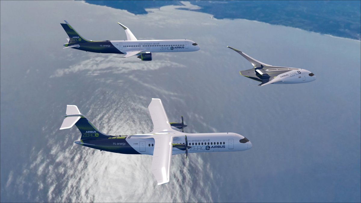 Airbus's tweet image. Meet #zeroe, our new zero-emission concept aircraft! These 3 concepts are powered by #hydrogen to reduce aircraft emissions.
Read the full story ➡️ fly.airbus.com/IntroducingZER…

Want to know more? Connect to our Twitter live-stream at 1400 CEST  

#ZeDay #ZeroEmissionsDay