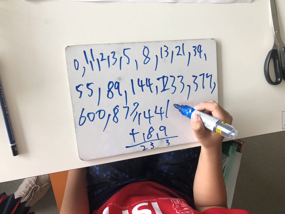 No sharing resources? No problem. Using pattern to predict what we think will come next on our way to discovering #fibonaccisequence #mathpatterns #g4math #pypmath @ISPPCambodia #noticewonder #discovermath #mathinquiry