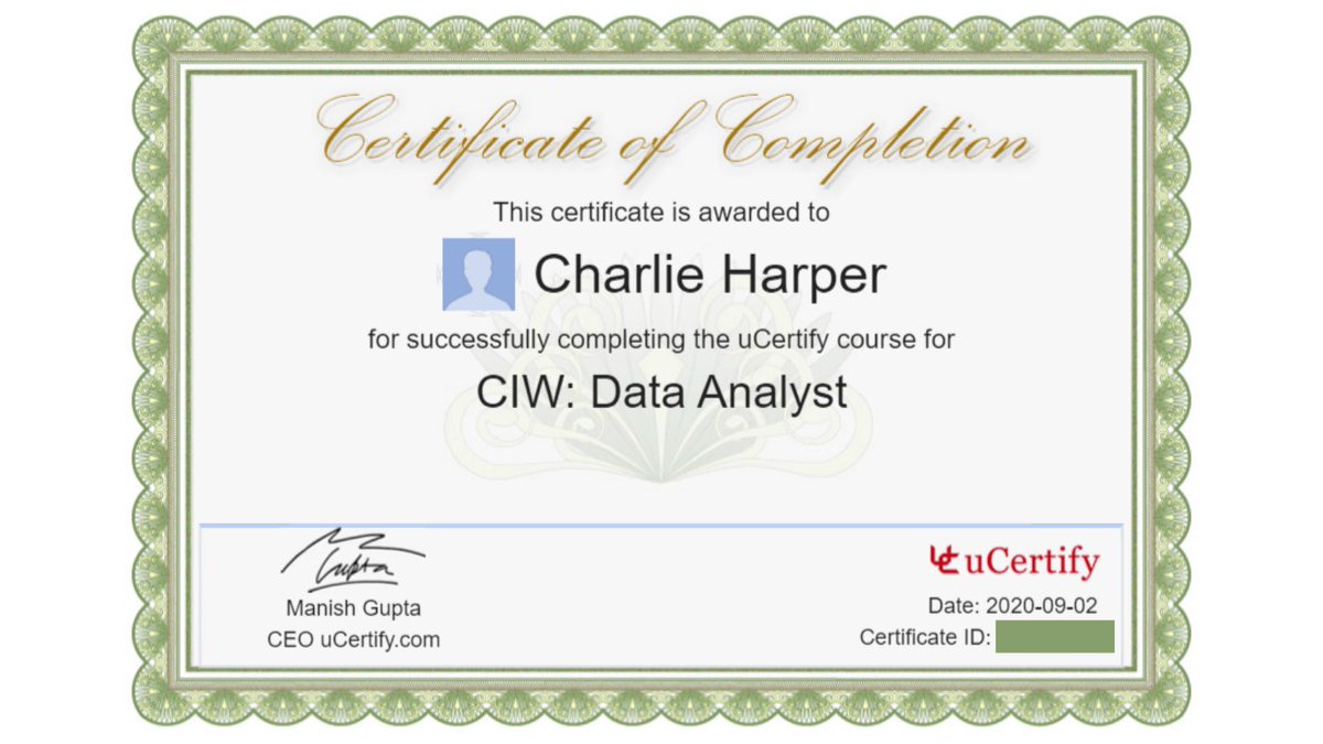 Very happy to have completed my CIW: Data Analyst course this morning!! 🎉🎉