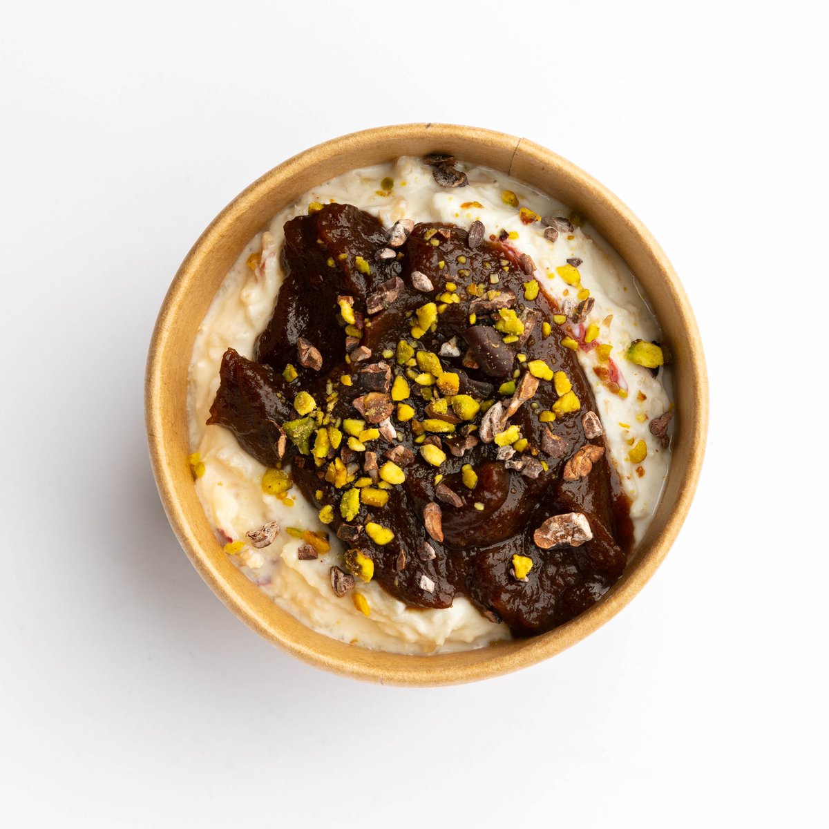 healthchef's tweet photo. Our new coconut brown rice bowl with cocoa date caramel @foodnationgo https://t.co/0FsayScnpp