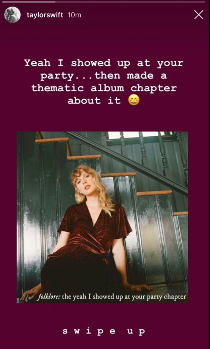 we do know it was written after Tay performed Betty at the Acmas We all thought Taylor “showed up at the awards party“ to perform the song - maybe this way the songs on this chapter will be played lived here she “shows up “ at the award shows ( is she giving us too many signs?)
