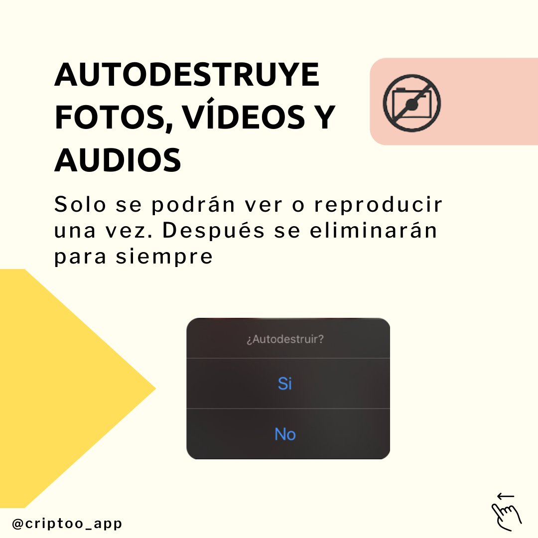 CriptooApp's tweet image. Con la mayoría de apps de mensajería no tienes un control de los mensajes y archivos que mandas. A veces se hacen screenshots, y otras se reenvían. 

Criptoo cambia las normas.

#criptoo #criptooapp #seguridad #privacidad #claves #tips #protege #movil #control #redessociales