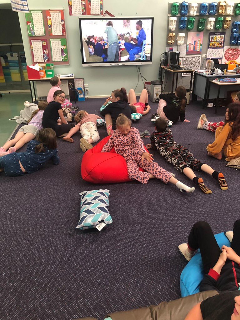 bradnhaz's tweet photo. Drought, fire, flood, snow, COVID, border closure. Made the call to put all books away this week and have a Mental Health Week. Day 1 - PJ and Movie Day. Stay tuned all week. @NSWEducation #lovewhereyouwork #delegateps https://t.co/KAt7AlVy23