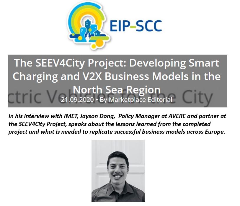 Our Policy Manager <a href="/jaysondong/">Jayson Dong</a> joined in an interview with <a href="/EUSmartCities/">Smart Cities Marketplace</a> as part of the IMET Initiative series to present the project <a href="/SEEV4City/">SEEV4-City</a> and how it has set a path forward through the combination of low carbon economy, #emobility, &amp; #renewables: bit.ly/3chmSG0