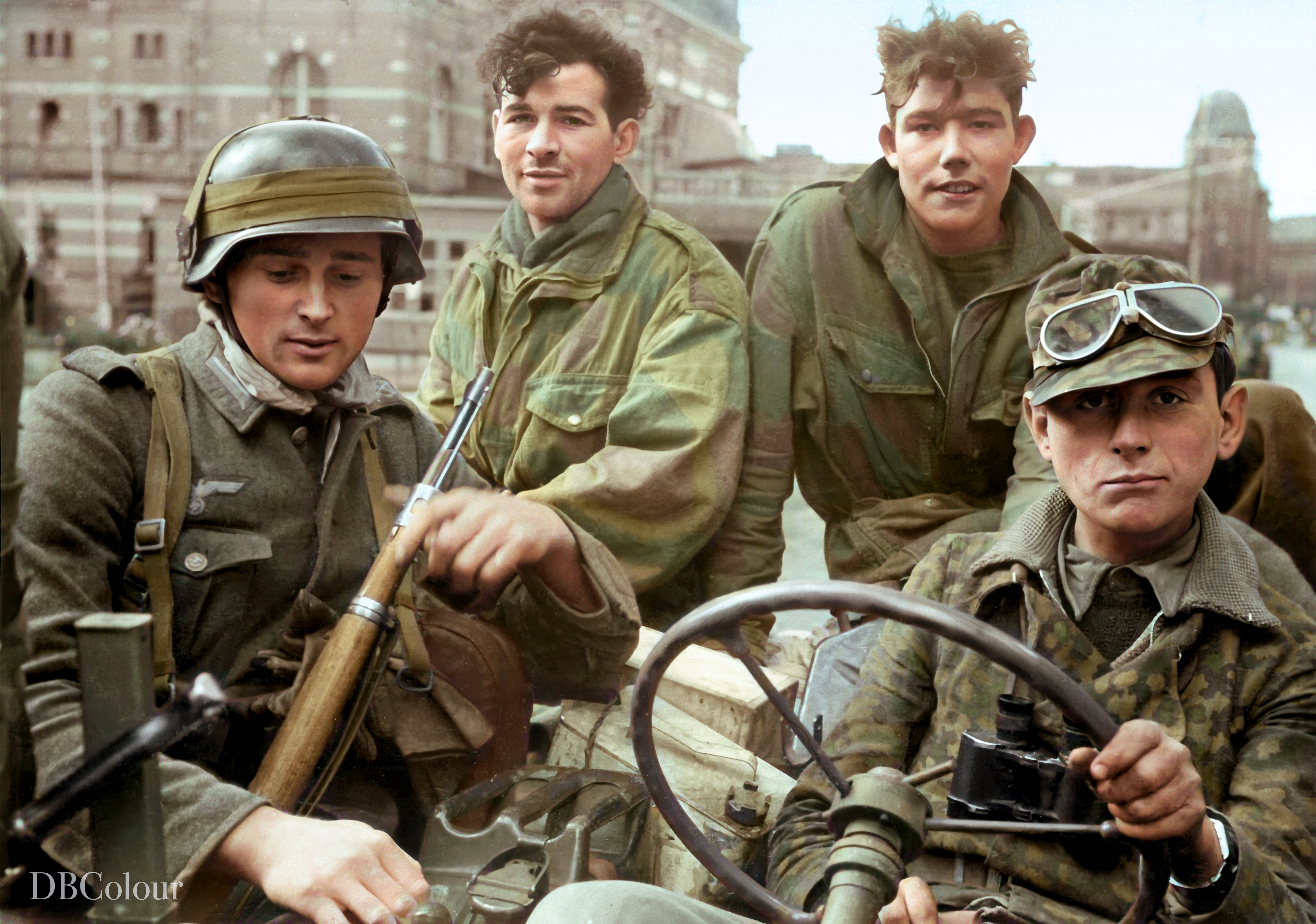 Doug on Twitter: "On the corner of Steenstraat near the Musis Sacrum in  Arnhem, the German Kriegsberichter Lt. Erwin Seeger took a photo of two  British prisoners of war paratroopers, who were