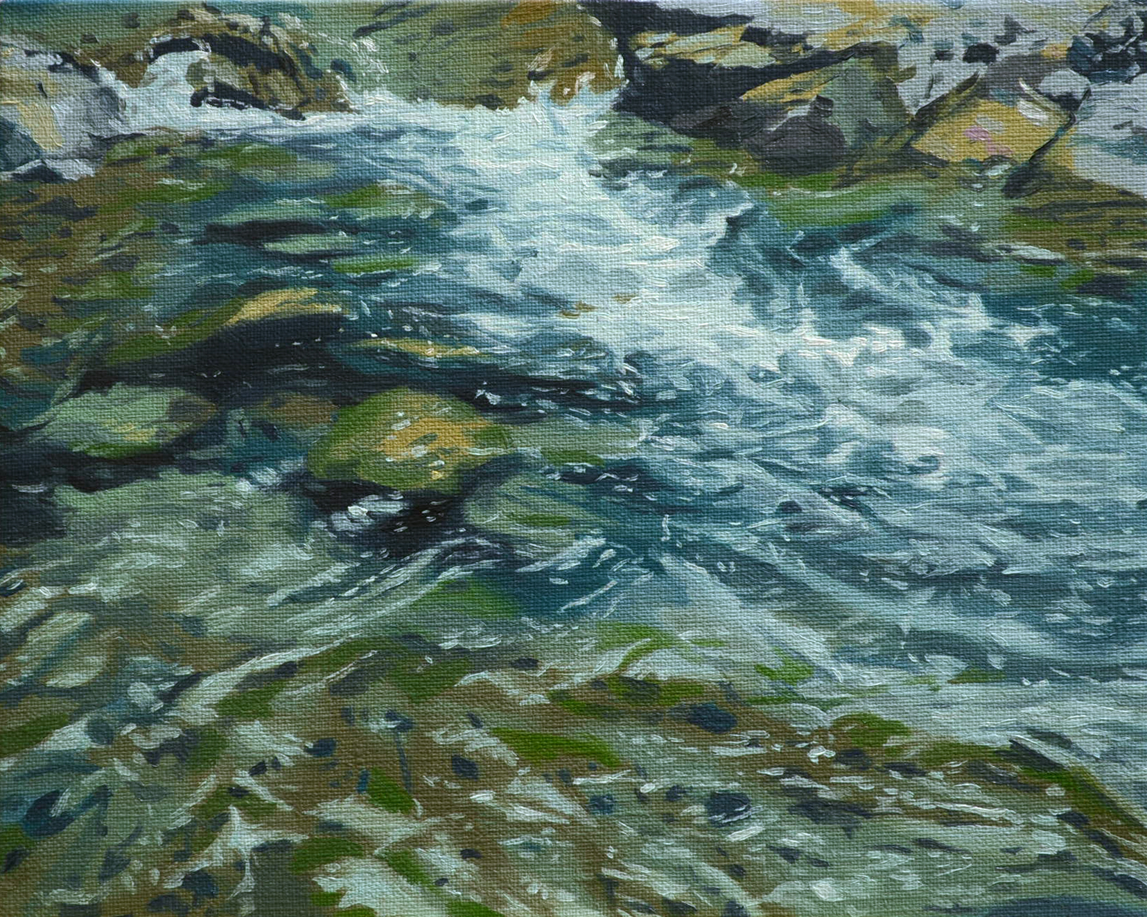 風景画 油彩画 森の中の川を描いた油絵です 風景画 油彩画 森の中の川を描いた油絵です - メルカリ