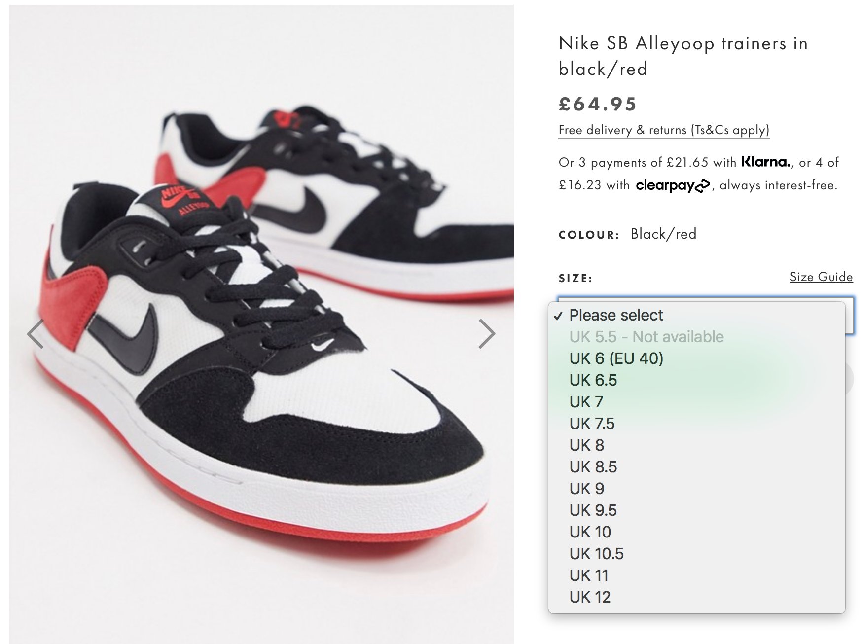 nike sb alleyoop black toe