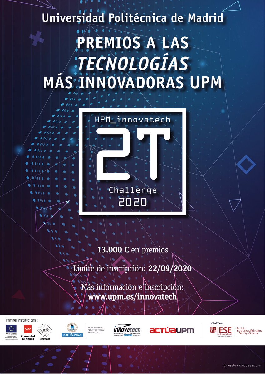 actuaupm's tweet photo. ¡¡¡Mañana termina el plazo de inscripción en la nueva edición del #2TChallenge!!! Presenta tu tecnología y prepárate para formar parte de esta interesante iniciativa abierta a todos los investigadores de @La_UPM https://t.co/AijhAoUuOl https://t.co/3NVlNzvBbG