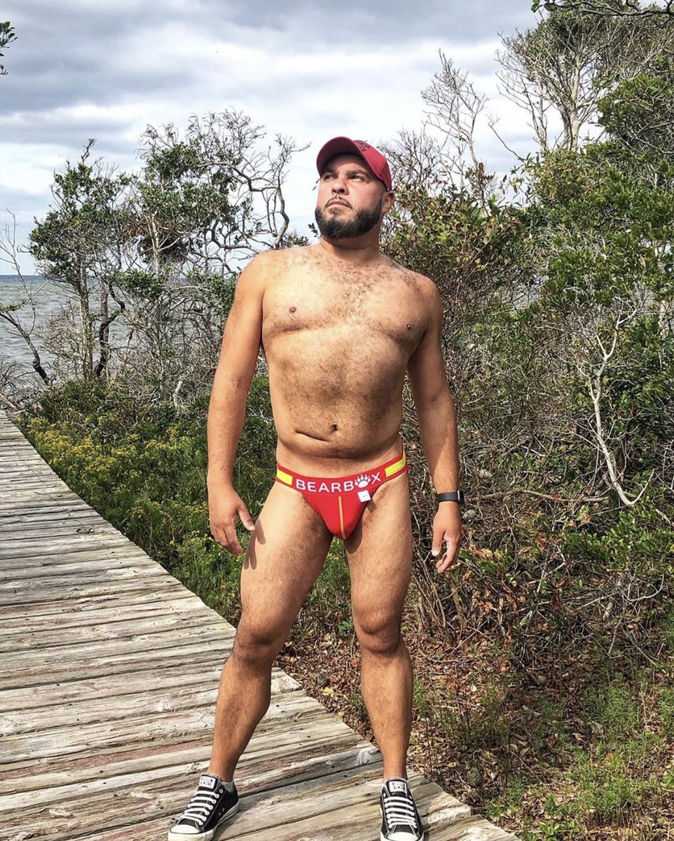 worldofbearbox's tweet photo. Our boy Danny rocking his #BEARBOX jock on Fire Island this last weekend. WOOF! https://t.co/8goGlNSbfw