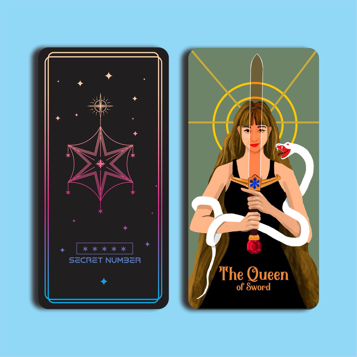 Aphix11's tweet photo. Hello guys Made this tarot card design for #SECRETNUMBER with #dita illustration
Can't wait for their comback
#weekendproduktif https://t.co/AOZ0exqNw6