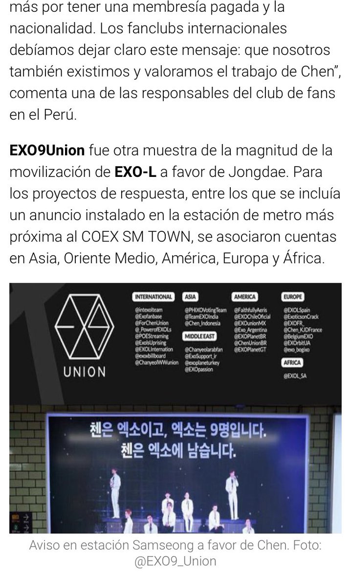 EXO9_Union's tweet photo. 📰 La República: “The perseverance of the fandom for the protection of Kim Jongdae”
🔗 https://t.co/YHNSvUIZHJ

#EXO @weareoneEXO #AngelChenDay #HappyChenDay #첸 #Chen https://t.co/YPKEQRPcwV