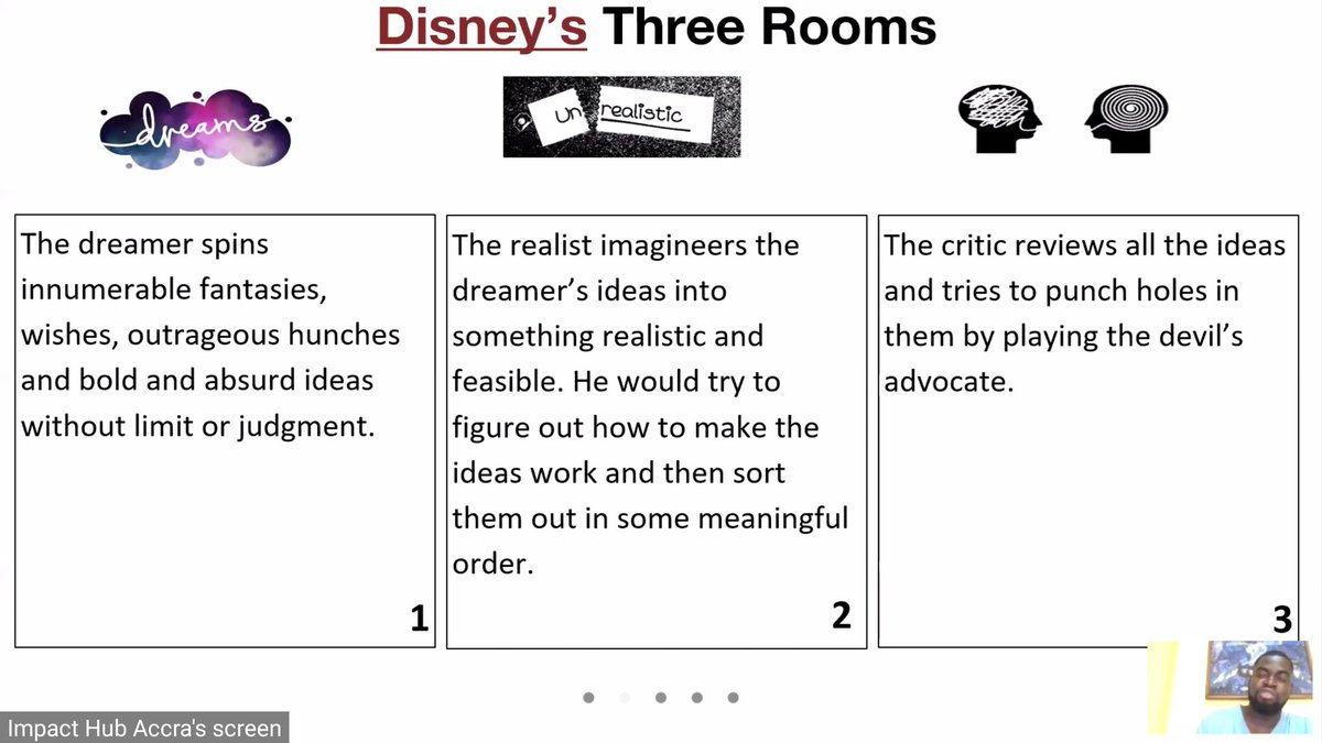 AshesiDesign's tweet image. Disney&apos;s Three rooms is another method of generating idea.

#dlabhacks
#FutureLearningHack
#VirtualHackathon
#DesignThinking
#OnlineLearning
#TheNextBigThing
#IdeaChallenge
#SolutionPitch
#AshesiDLab
#ashesientship