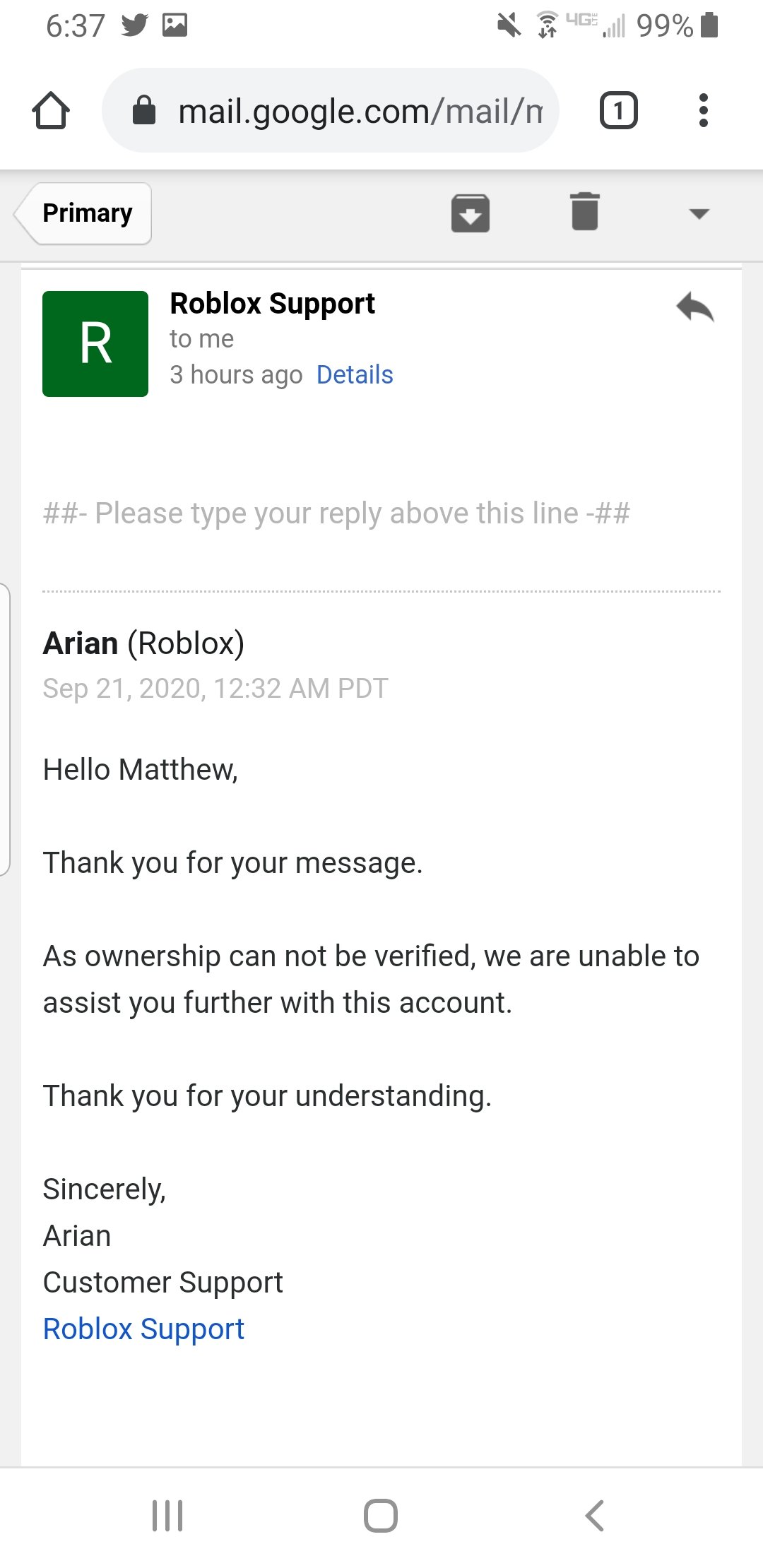 How to verify my ownership of a Roblox account to delete it? The Roblox  support team is not helping and I have no need to buy Robux on that account  and I