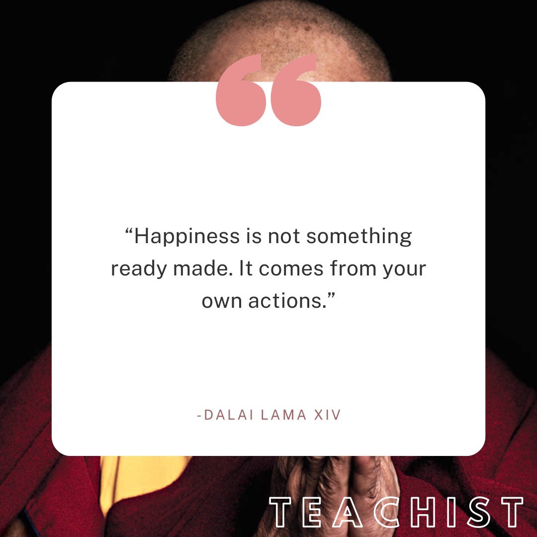 Teachist3's tweet photo. "Happiness is not something ready-made. It comes from your own actions." -Dalai Lama XIV

#Homeschool #onlinelearning #education #elearning #studyingfromhome #onlineschool #Teachers #Educators #Teachist #mondaymotivation #inspirationalquotes #motivationalquotes #quotes https://t.co/TY6DKMexPS